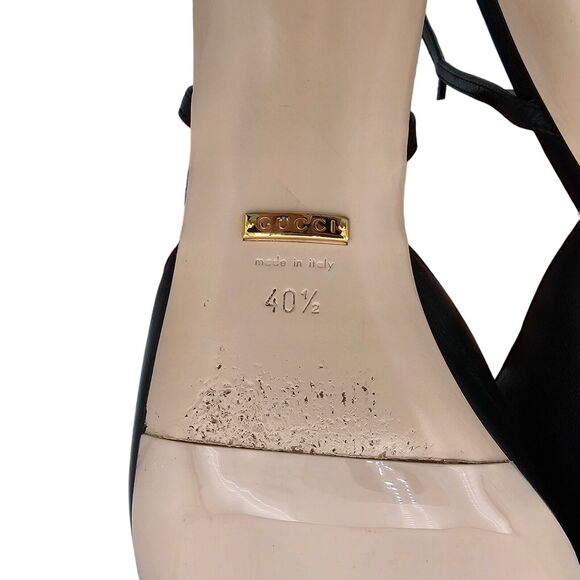 Gucci GG Blondie Heel Sandal Size 40.5 US 10.5 Black Leather Square Open Toe - Picture 8 of 12